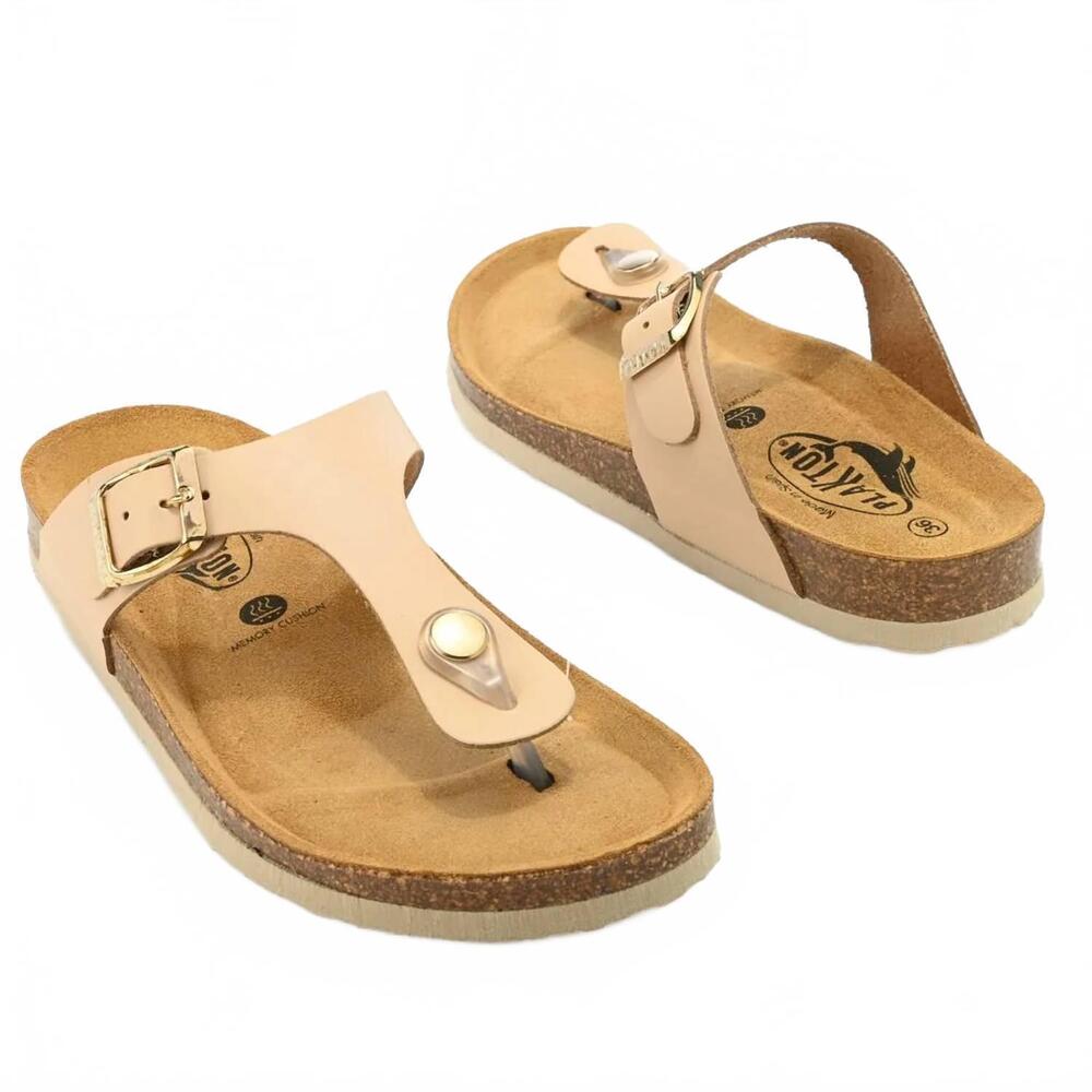NEW PLAKTON women's bolero adjustable slide on sandals in beige